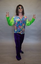 Mens Mans Hippy Hippie 60s 70s Fancy Dress Outfit Festival M/L Psychedelic 