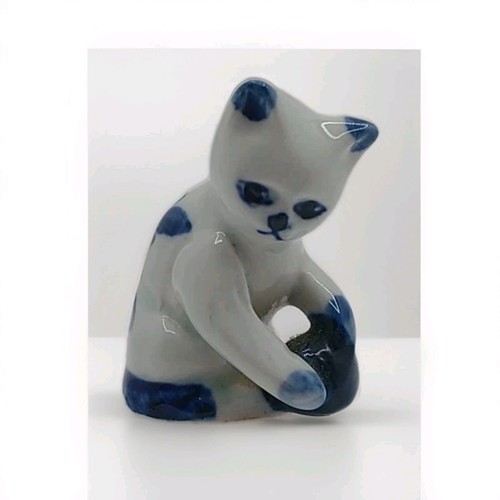 Vintage delft blue cat - delft,