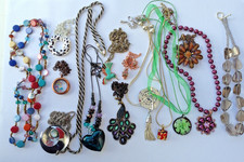 Job lot of  3 beaded necklaces, eleven pendants with chain and 1 chain necklace 