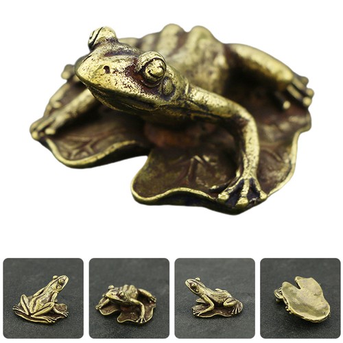 Golden brass frog - brass, figurine