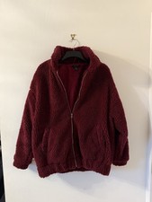 Burgundy New Look teddy coat