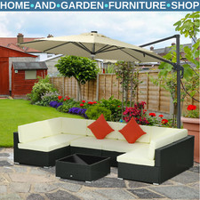 Black 6 Seater Rattan Garden