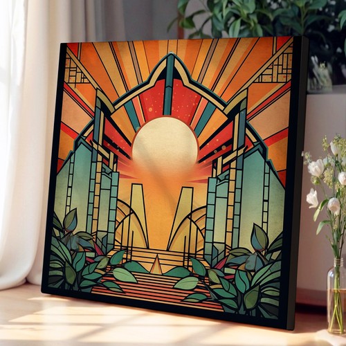 Sunrise art deco canvas - deco, wall