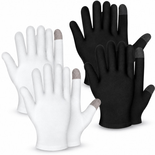 100 cotton white gloves - white, sizes