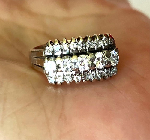 Vintage palladium diamond ring - vintage,