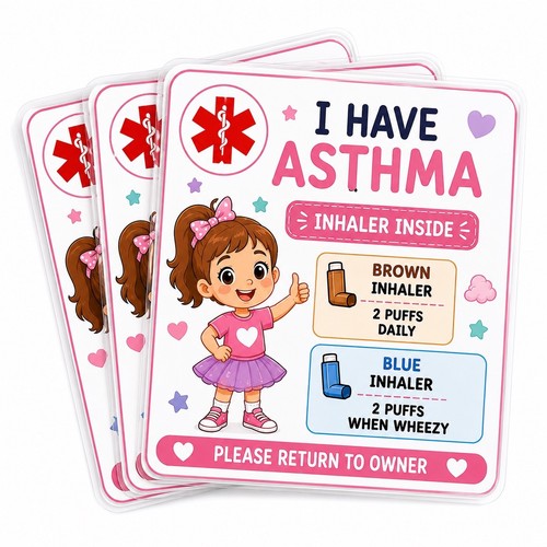 Asthma alert cards laminated - asthma,
