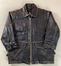 Vintage Leather Highwayman Jacket Motorcycle Jacket Cropped Sleeves Size S