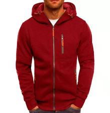 Men's Hoodie Fleece Warm Hooded Jumper Coat Sweatshirt Winter Zip Up Jacket