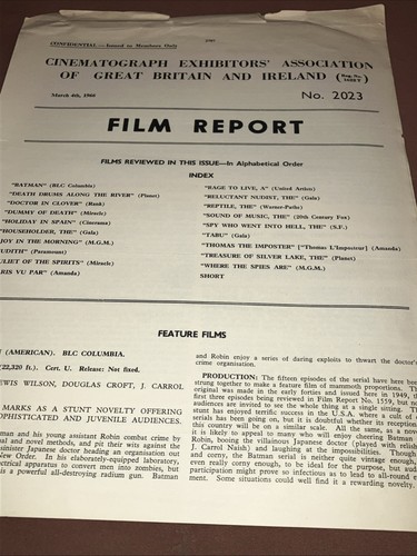 Film report 1966 batman - report, 1966.
