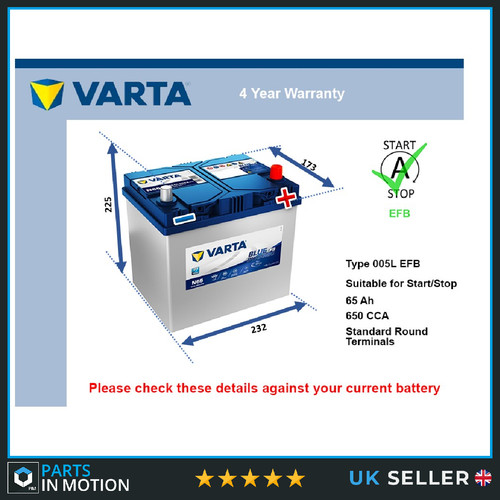Efb battery fits mitsubishi - efb,