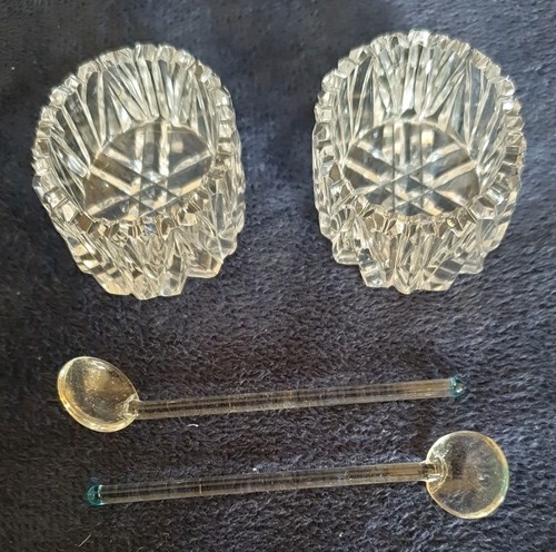 Pair vintage cut glass oval - pair,