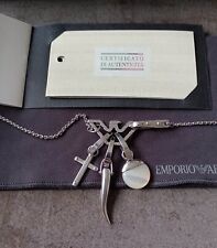 Emporio Armani Necklace Chain, Horn, Cross + Eagle Pendants, Sterling Silver 925