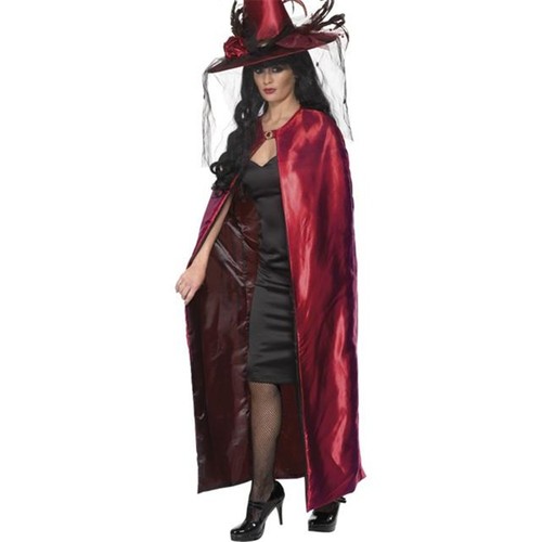 Red reversible witches cape - red,