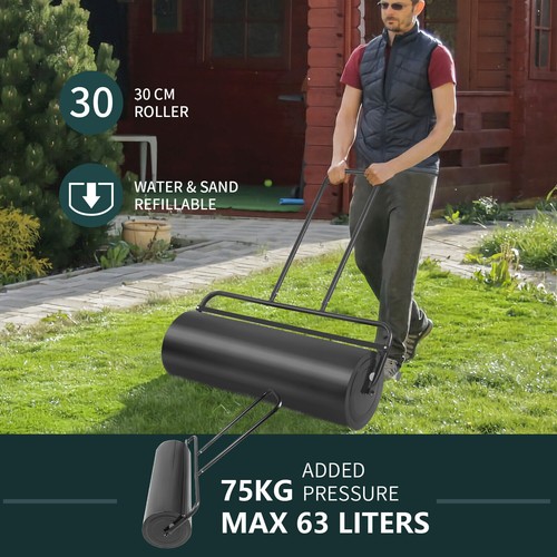 63l steel garden lawn roller - 63l,