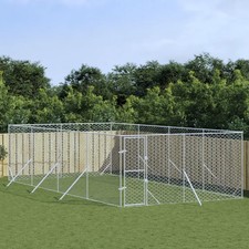 WALPLUS Outdoor Dog Kennel Silver 4x8x2 m Galvanised Steel Pet Run Enclosure