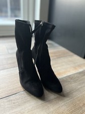 Zara Ladies Black Synthetic Heeled Ankle boots