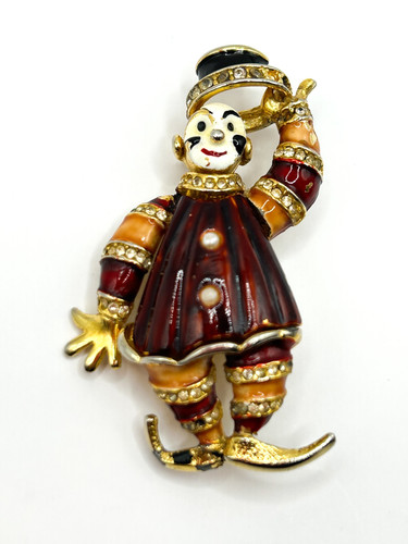 Vintage enamel jester clown - enamel,