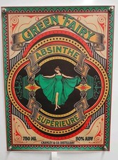 Massive ' The Green Fairy Absinthe' Advertising Canvas Poster.  UK seller (bc)