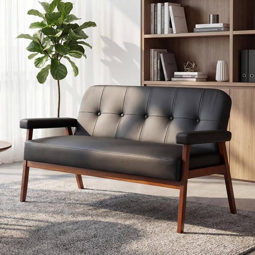 Black faux leather - black,