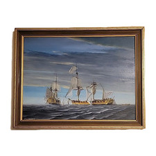 Vintage Framed Oil On Board | 'Fight To A Draw' Signed PHH Rhodes