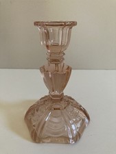 Vintage Pink Glass Candlestick