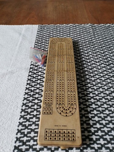 Vintage cribbage board with - vintage,