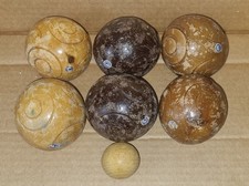 Vintage Italian Wooden Brevettato Bocce Ball Set - Boules Petanque Bowls
