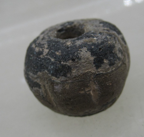 Ancient roman black glass bead - ancient,