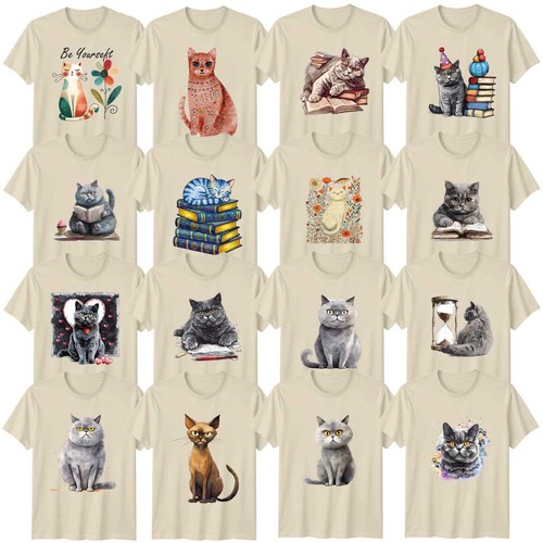 Watercolour cat adult shirt - adult, t-shirt