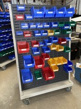 CLARKE 2-sided louvre panel trolley SUPER! + 101 assort RS lin bin storage boxes