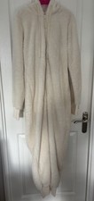 Next Cream Fleece All in One with Hood And Teddy Bear Ears Size M