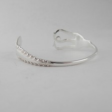 Silver Fork Bracelet Bangle Handmade Chunky Sterling 925 Swirl Heart dated 1901