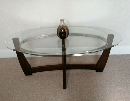 Clear glass top wood coffee - glass, &