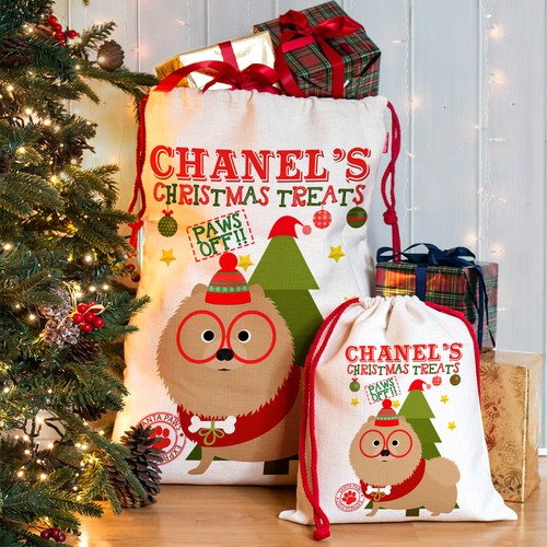 Pomeranian christmas sack - pomeranian,