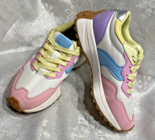 Sporty NEXT Girls Pastel Rainbow Lace-up Chunky Trainers UK2 EU34.5 Fab condit
