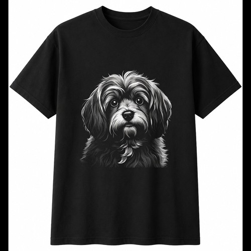 Greyscale havanese portrait - havanese,