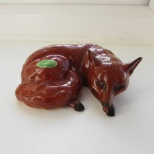 Vtg Beswick Ceramic Red Fox 1017 laying figurine 10cm brown hand painted England