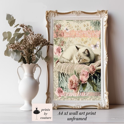 Cat lover wall art shabby - wall,