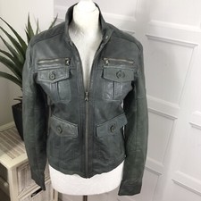 Ladies JCC Collection Leather Jacket 36ins Chest in Dark Grey Shade