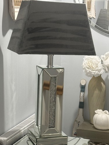 Mirrored table lamp with grey - table,