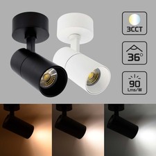 Black/White Dimmable LED Surface Mounted Ceiling Spotlight 3CCT 36° Beam Angle