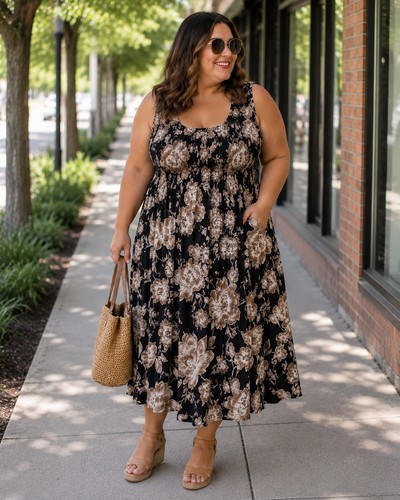 Calvin klein floral smocked - calvin,