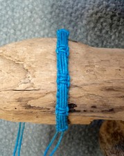 Fair Trade Blue Wax Cotton Thai Buddhist Wristband Handmade Wristwear