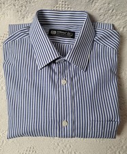 St Michael men's shirt 15.5 blue White Pin Stripe Vintage 39-40cm UK Made Long S