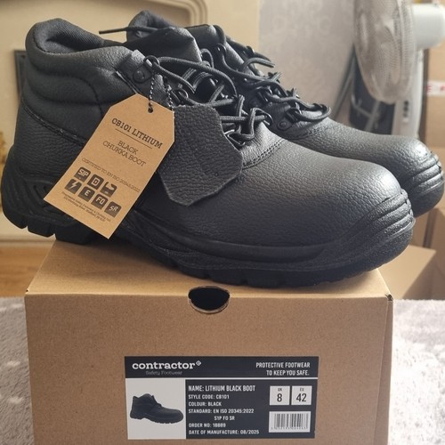 Men black leather contractor - leather,