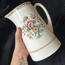 Large Vintage Floral Unmarked Pitcher Jug