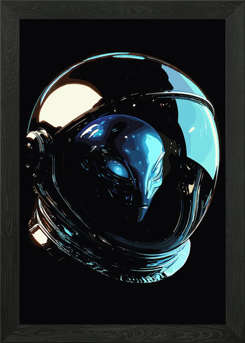 Alien astronaut helmet framed - astronaut,