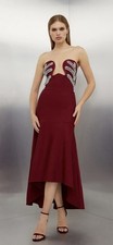 Figure Form Bandage Knit Corset Style Embellished Maxi Dress