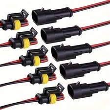 5 Set 12V 2Pin Cable Wire Connector Plug Waterproof Sealed For Electrical Car UK