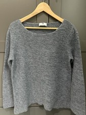 Peter Hahn Women's Size Medium Knitted Round Necked Long Sleeve Blue Grey Jumper